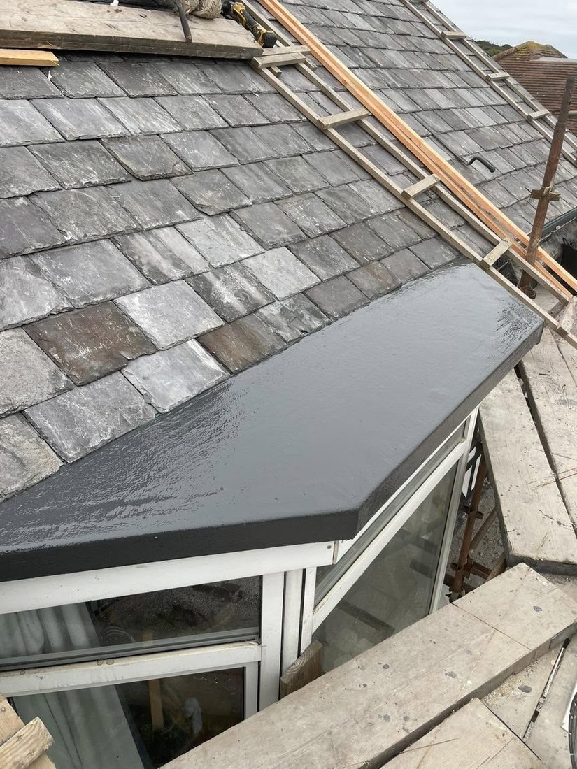 Newly finished GRP flat roof covering