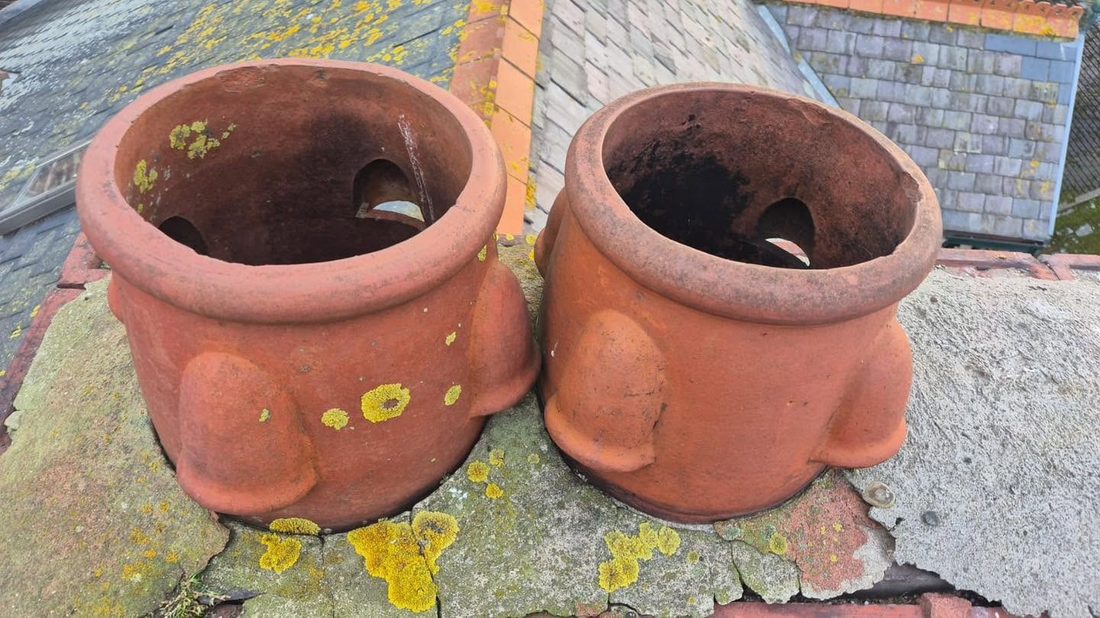 Original terracotta chimney pots