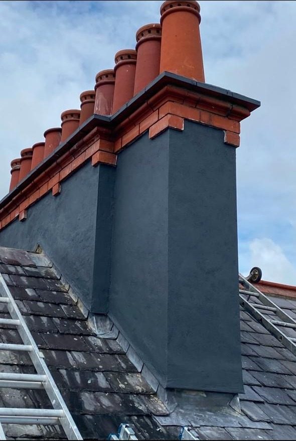 Freshly repainted chimney stack, finished