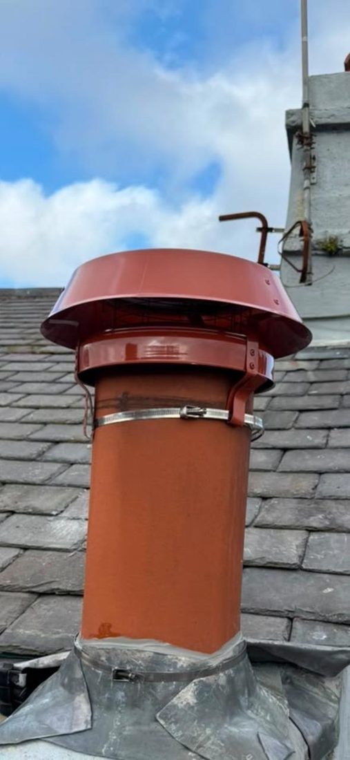 New chimney cowl fitted to a terracotta pot