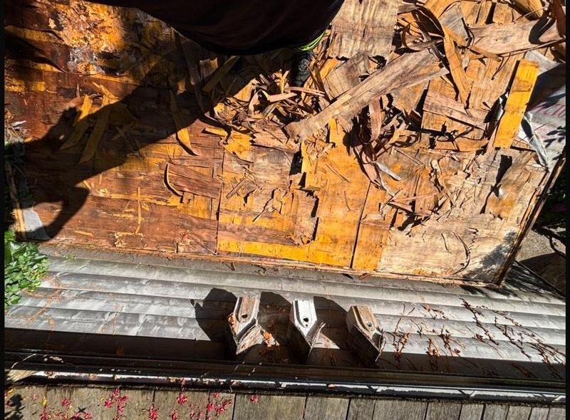 Old roof deck stripped back to bare boards